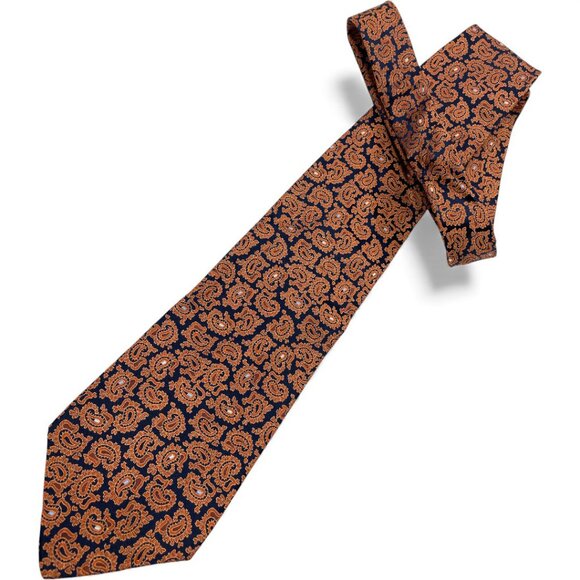 Nautica Silk Tie Paisley Orange Blue Vintage 90's - Picture 2 of 7